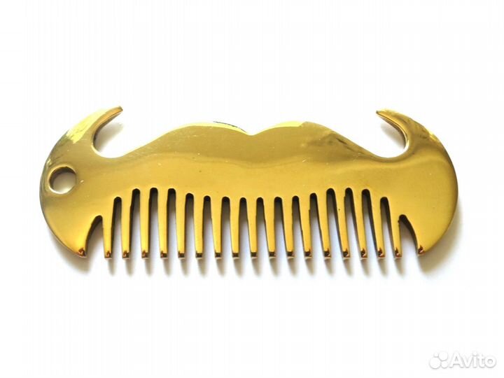 Расческа для бороды и усов мужской гребень латунь