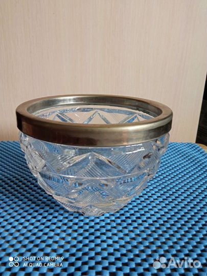 Ваза конфетница хрусталь металл, винтаж СССР