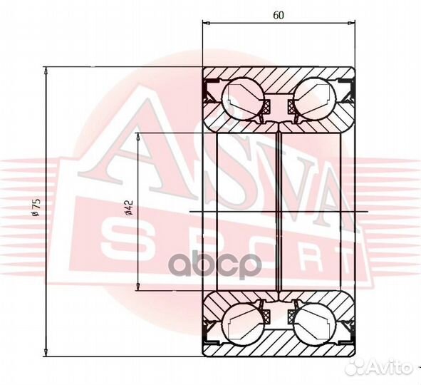 Подшипник ступечный задний DAC42750060 asva