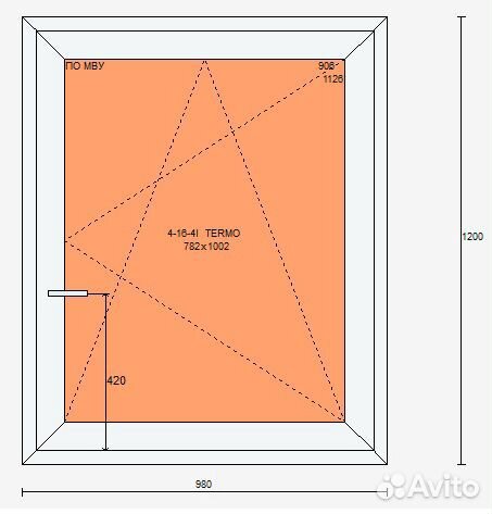 Окно 980*1200, на заказ