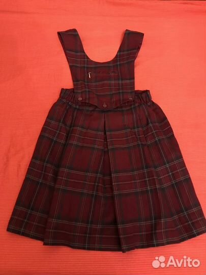 Сарафан школьный бордо в клетку 146-72-63