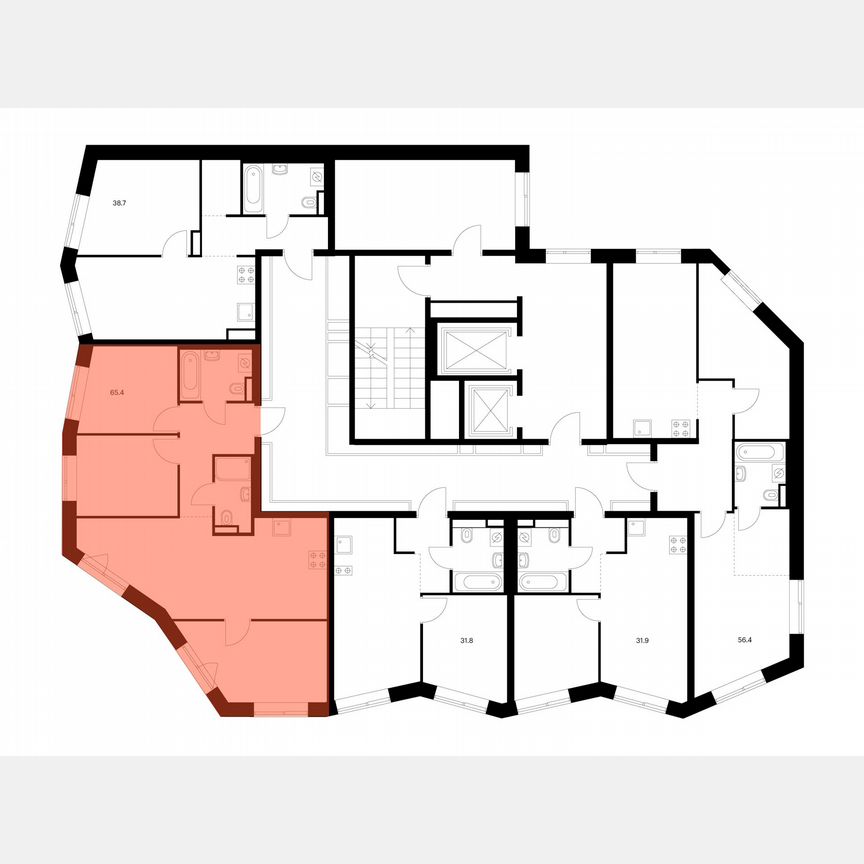 3-к. квартира, 65,4 м², 17/18 эт.