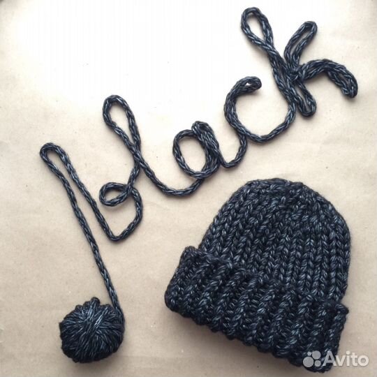 Шапка зимняя ручная работа из толстой пряжи