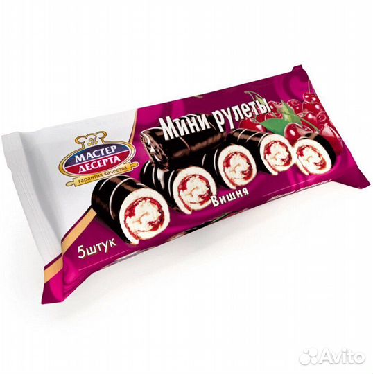 Мини-рулеты бисквитные с вишневой начинкой 175г