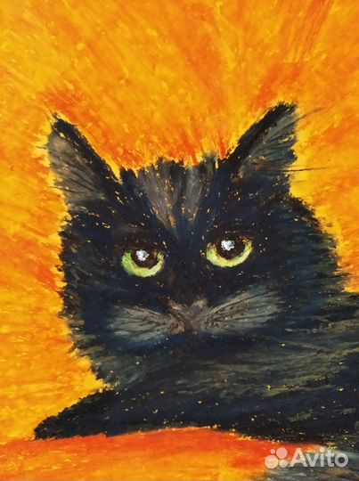 Кошка Картина пастелью на бумаге