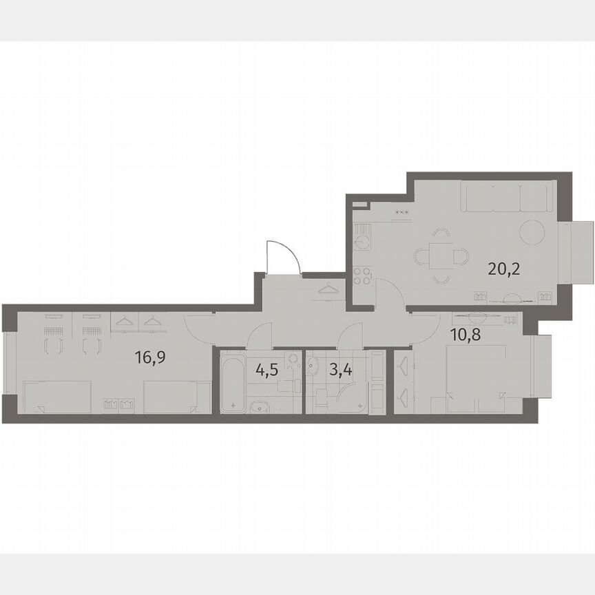 2-к. квартира, 63,7 м², 7/8 эт.