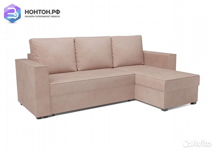 Угловой диван дельфин Рим микровелюр бежевый