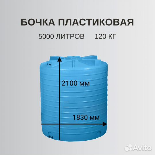 Бак для воды. Емкость пластиковая 5000 литров