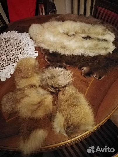 Воротник из песца, козлика, мех для рукоделия