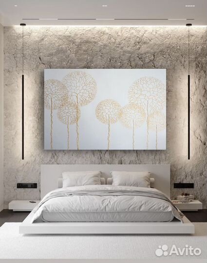 Картина интерьерная Золотый деревья
