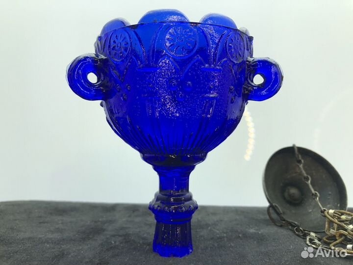 Лампада кобальтовое стекло