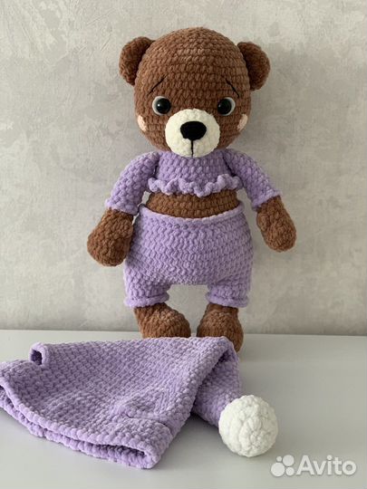 Вязаный плюшевый медведь, мягкая игрушка