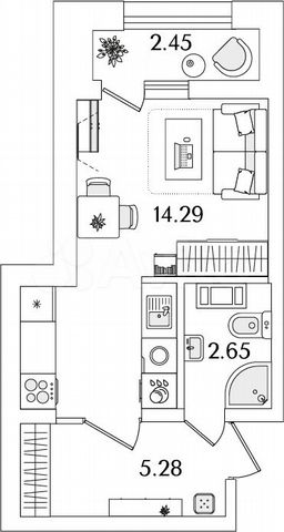 Квартира-студия, 23,5 м², 14/23 эт.