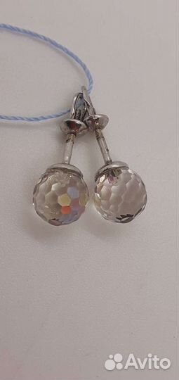 Серебряные серьги пусеты с Цирконием