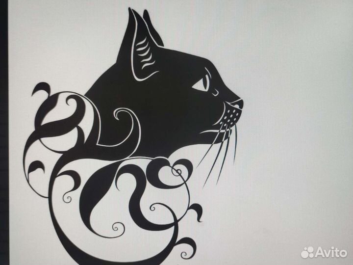 Термонаклейка чёрная кошка