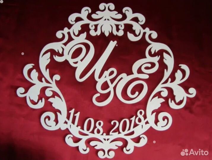 Монограмма на свадьбу из акрила, дерева