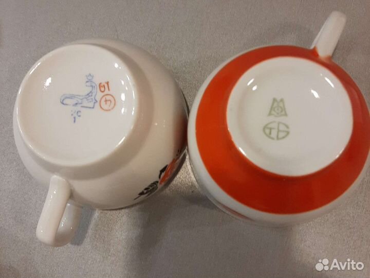 6 чайных пар СССР оранжевый горох