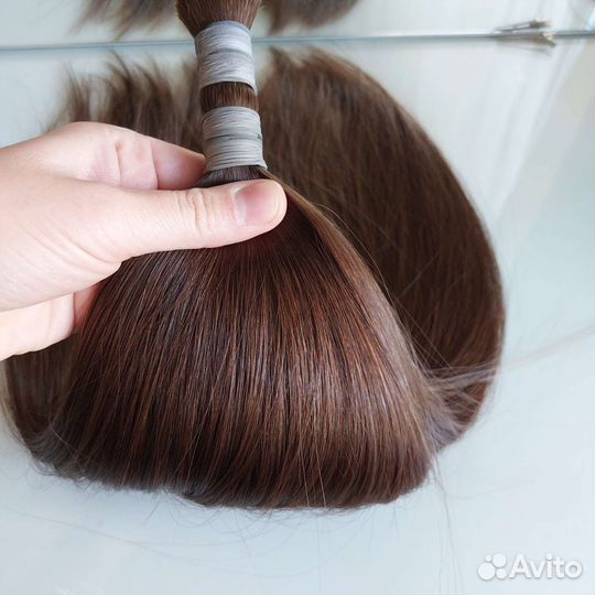 Волосы натуральные 60 см каштан