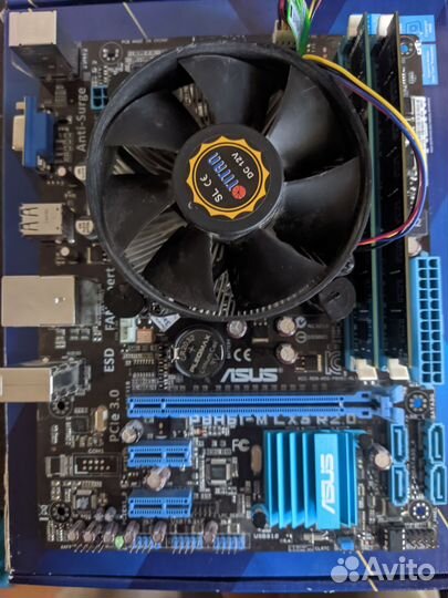 Материнская плата 1155 с процессором и памятью