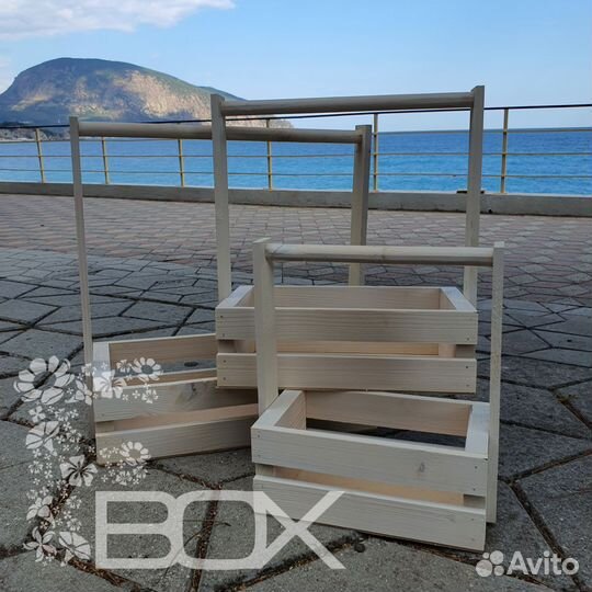 Ящики деревянные с круглой ручкой набором