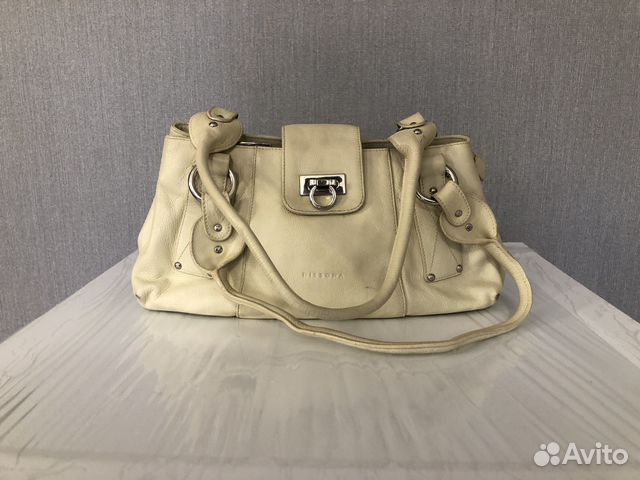 Сумка натуральная кожа италия бежевая