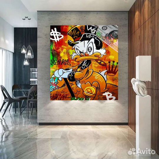 Яркая картина маслом в подарок Скрудж Макдак