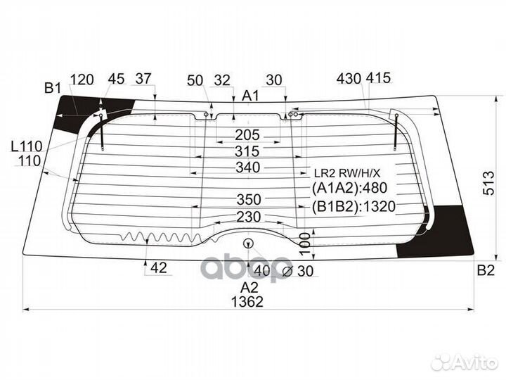 Стекло заднее с обогревом land rover freelander
