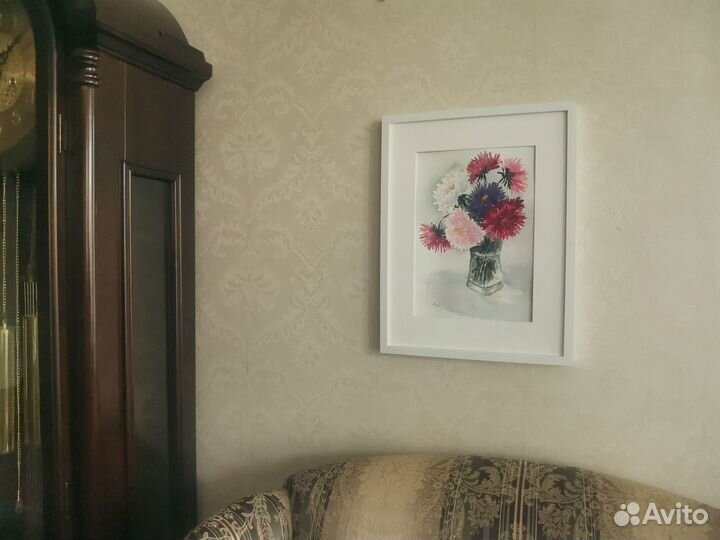 Акварельная картина Астры. Букет осени