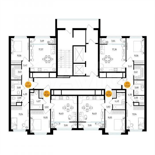2-к. квартира, 59,8 м², 2/25 эт.