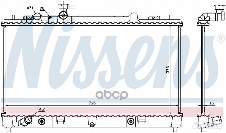 Радиатор 375x726 mazda 6 2.0 (АКПП) 8.07- 68