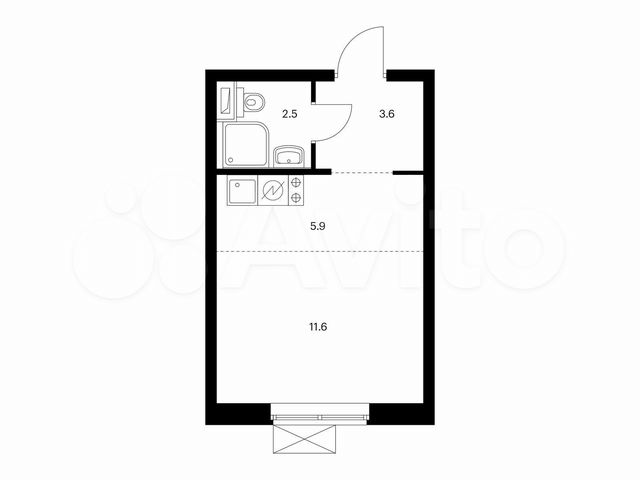 Квартира-студия, 23,6 м², 21/33 эт.