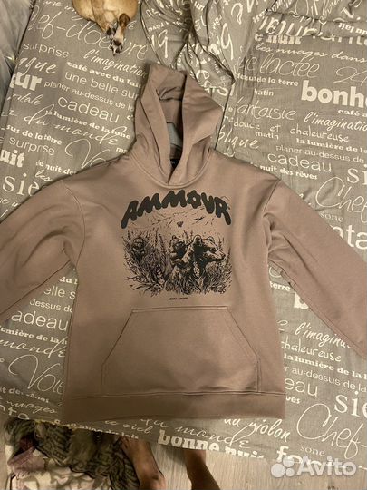 Худи оверсайз Ammour бежево-коричневого цвета