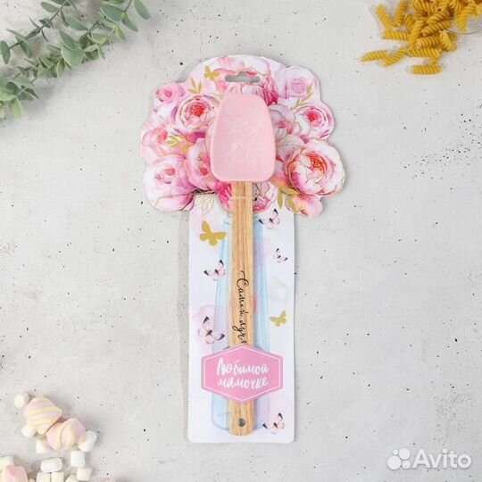 Силиконовая лопатка «Цветочки» на формовой подложк