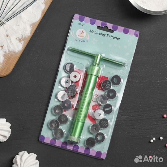 Шприц-пресс кондитерский с насадками, 1,7 см,16,51