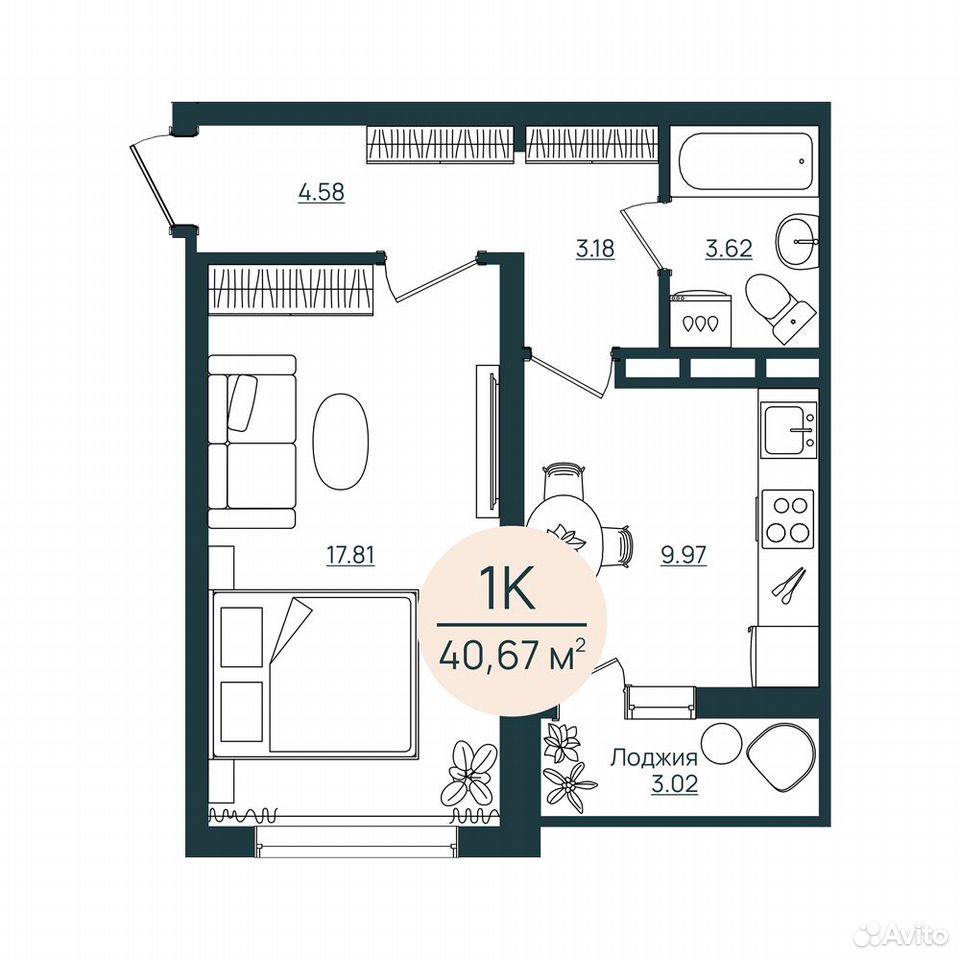 1-к. квартира, 40,7 м², 4/12 эт., Херсон