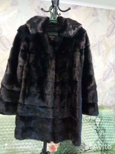 Шуба норковая с капюшоном 44 46 черная