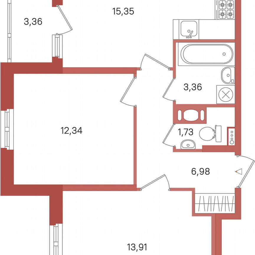 2-к. квартира, 55,5 м², 8/12 эт.