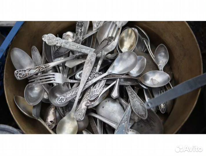 Ложки, вилки, посуда мельхиор некомплект