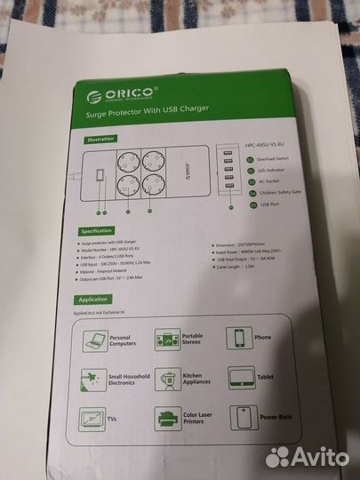 Сетевой фильтр orico на 4 розетки