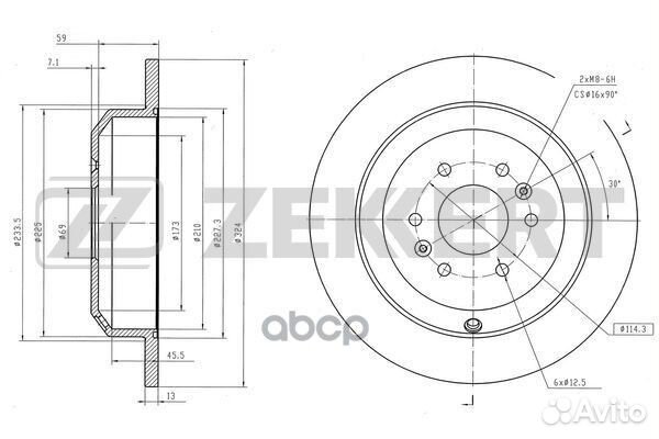 Диск тормозной зад. Kia Mohave 07- bs-6588 Zekkert