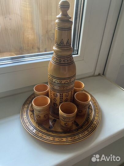 Сервиз СССР, набор посуды из дерева