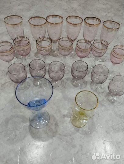 Фужер, рюмки из цветного стекла СССР
