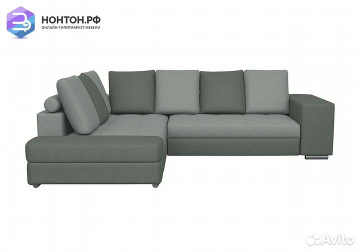 Диван угловой дельфин Вега-24Д светло-серый / серы