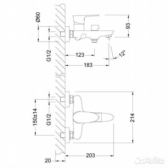 Смеситель для ванны Lemark Nero LM0214C