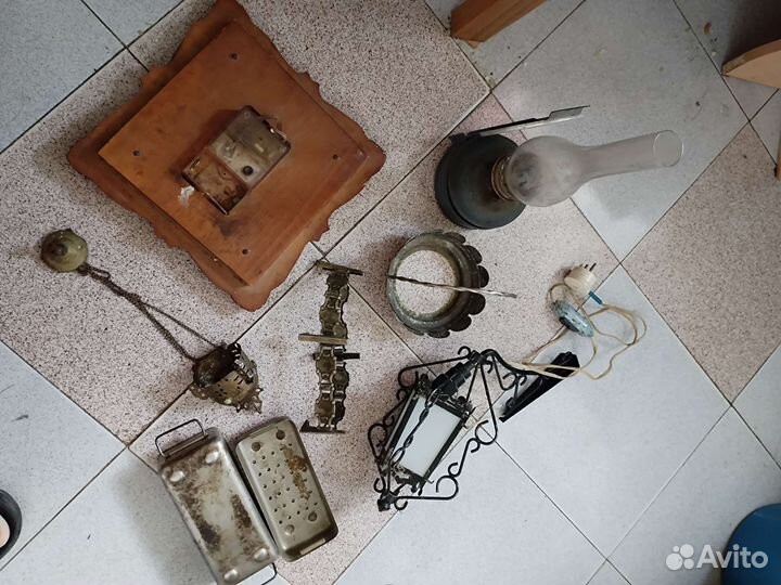 Лампа керосиновая СССР, светильник часы настенные