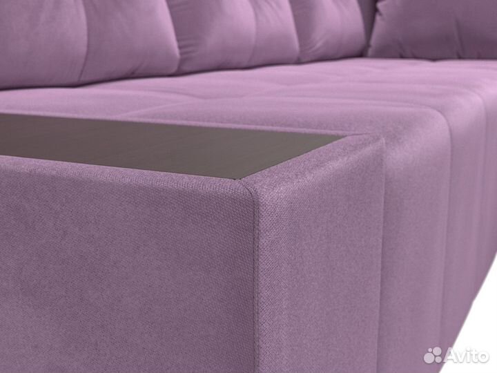 Диван угловой Амадэус правый угол, микровельвет, сиреневый