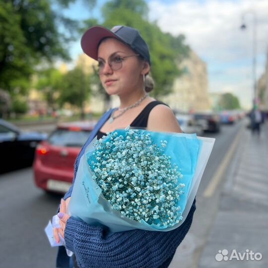 Букет цветов «Мороженое Бабл-гам» (гипсофила)