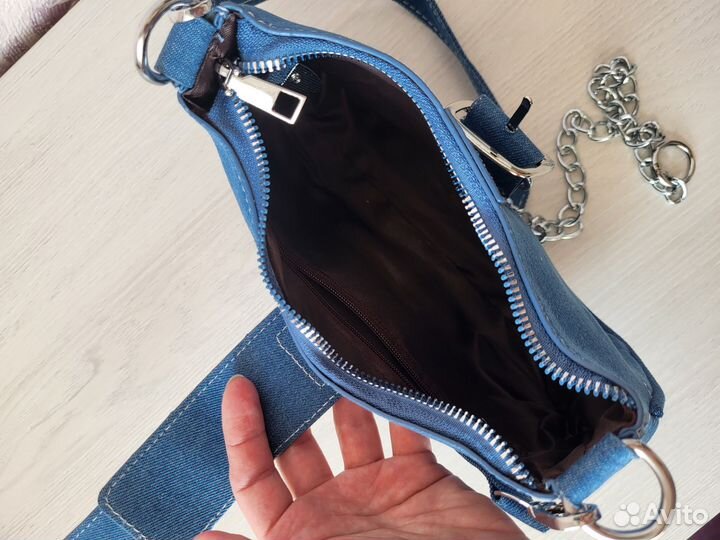 Новая джинсовая сумка багет