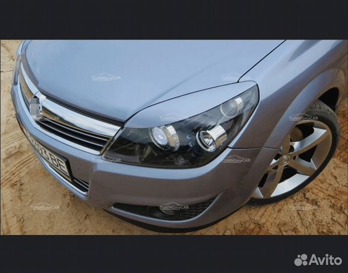 Реснички на фары opel astra h