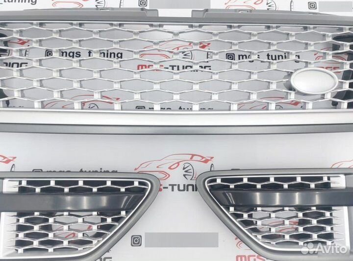 Решетка + жабры на Range Rover Sport 09-13 Silver